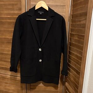Ann Taylor Black Sweater Blazer with Silver Buttons